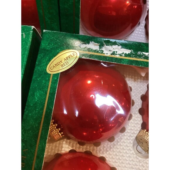 Christmas By Krebs Designer Glass Bulb Ornaments Candy Apple Red 6 Bulbs Per Box - Picture 3 of 12